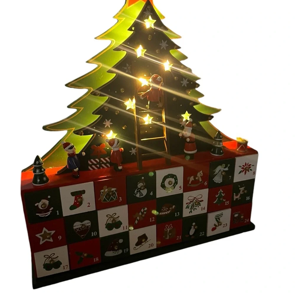 Battery Operated LED Christmas Tree Advent Calendar 13.5 Inch D4035 Kurt S Adler - Picture 7 of 12